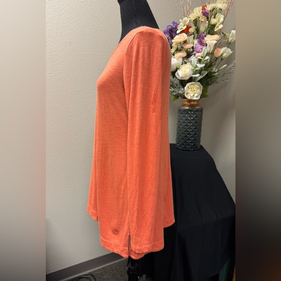 LOGO by Lori Goldstein Orange Long Sleeve Front Pocket Tunic size small - Picture 4 of 8